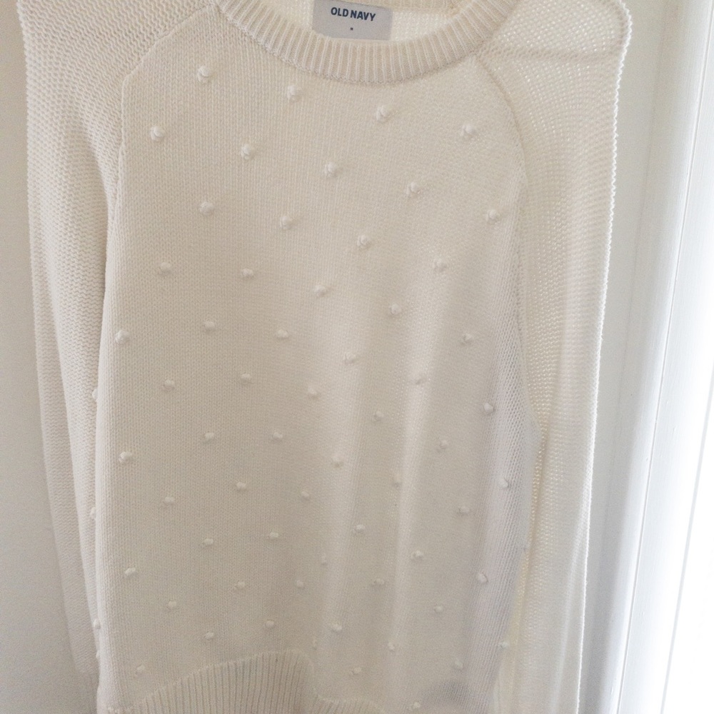Old Navy White Crochet Sweater